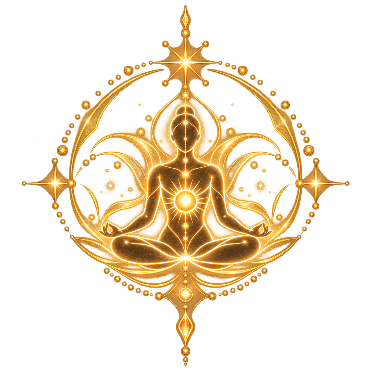 Goldenes Symbol für Körper, Geist und Energie